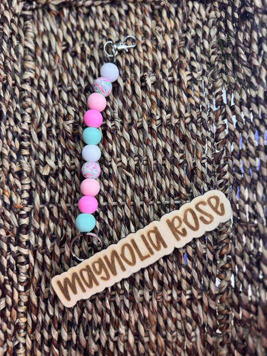 Spring Floral Silicone Beaded Keychain